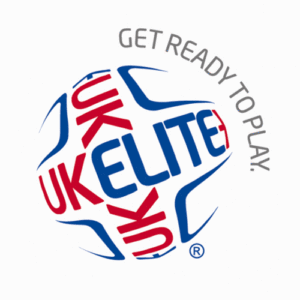Logo of soccer ball with UK Elite wrapped around the ball