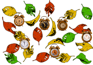 leaves and clocks falling