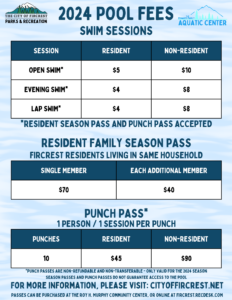 2024 Pool Fees Flyer